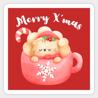 Merry Christmas, Merry X’mas, Meowy Christmas cute and adorable Christmas cat. Sticker